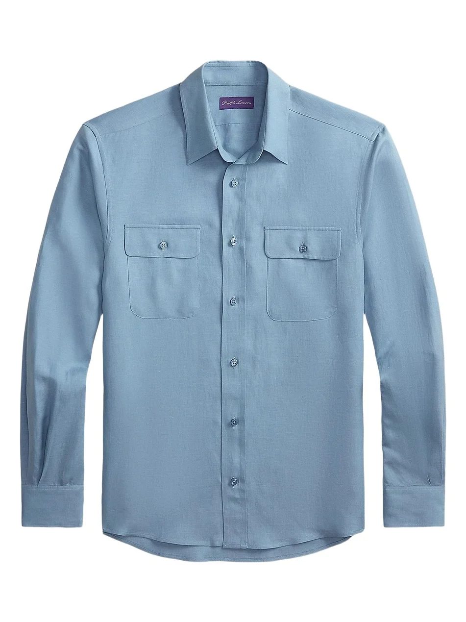 Men's Silk-Linen Button-Front Shirt