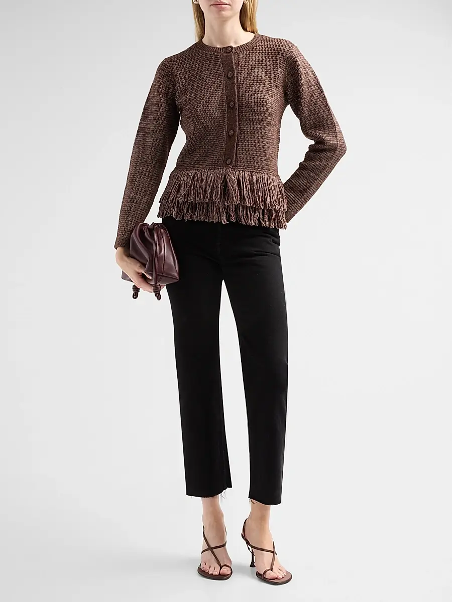 dh New York Women's Imara Fringe-Trim Crewneck Top | Thumbnail 2 dh New York Women's Imara Fringe-Trim Crewneck Top | Thumbnail 2
