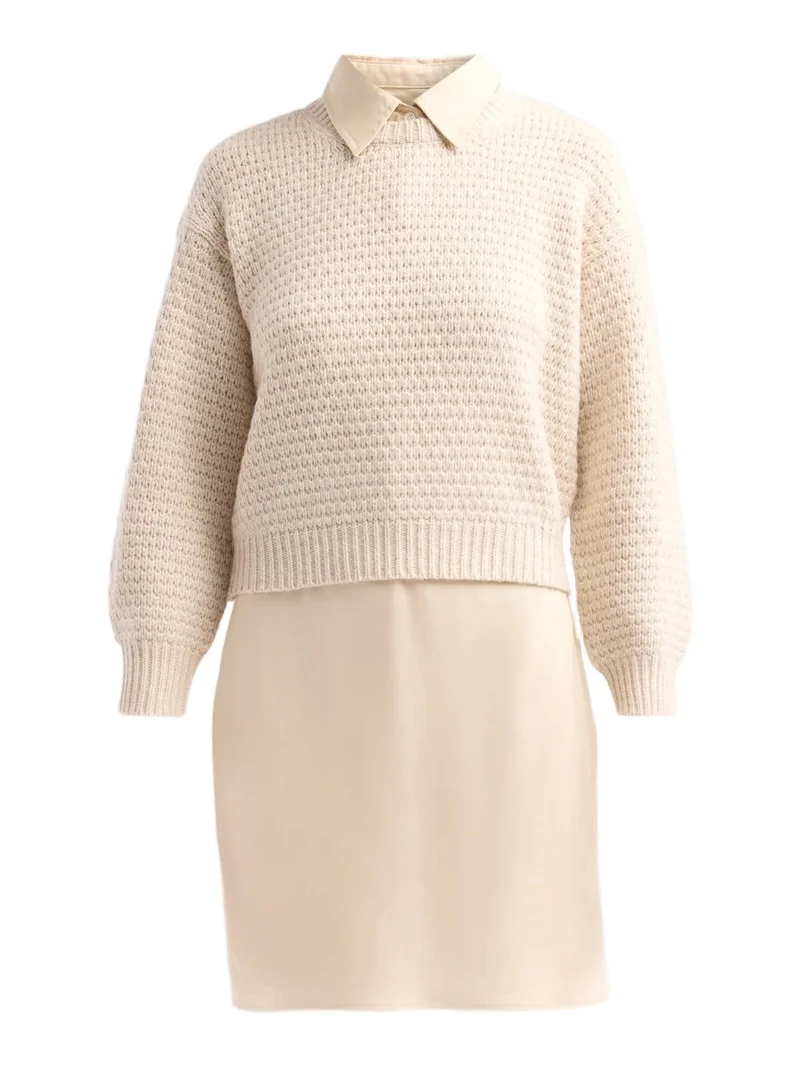 dh New York Women's Sab Layered Mixed-Media Mini Sweaterdress