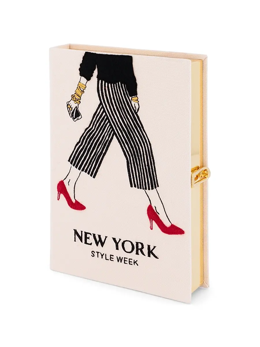 Olympia Le-Tan Women's New York Style Week Embroidered Wool Book Clutch | Thumbnail 2 Olympia Le-Tan Women's New York Style Week Embroidered Wool Book Clutch | Thumbnail 2