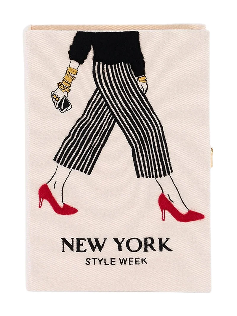Women's New York Style Week Embroidered Wool Book Clutch Women's New York Style Week Embroidered Wool Book Clutch