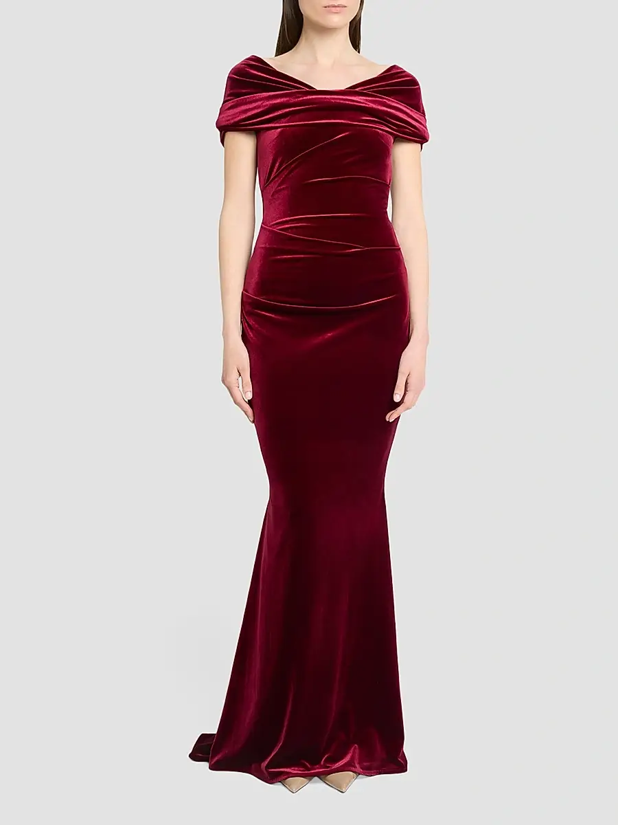 Talbot Runhof Women's Stretch Velvet Gown | Thumbnail 2 Talbot Runhof Women's Stretch Velvet Gown | Thumbnail 2