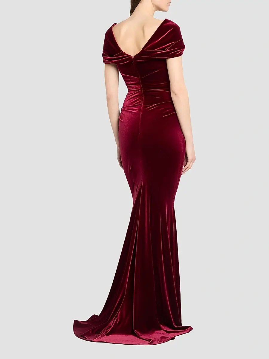 Talbot Runhof Women's Stretch Velvet Gown | Thumbnail 3 Talbot Runhof Women's Stretch Velvet Gown | Thumbnail 3