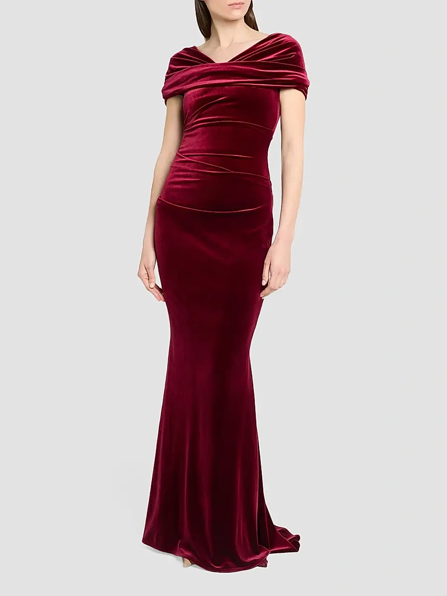 Talbot Runhof Women's Stretch Velvet Gown | Thumbnail 4 Talbot Runhof Women's Stretch Velvet Gown | Thumbnail 4