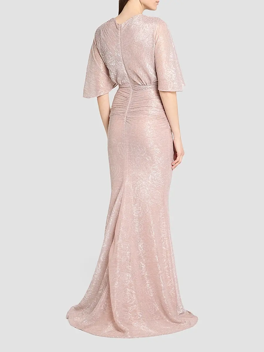 Talbot Runhof Women's Metallic Voile Gathered Gown | Thumbnail 3 Talbot Runhof Women's Metallic Voile Gathered Gown | Thumbnail 3
