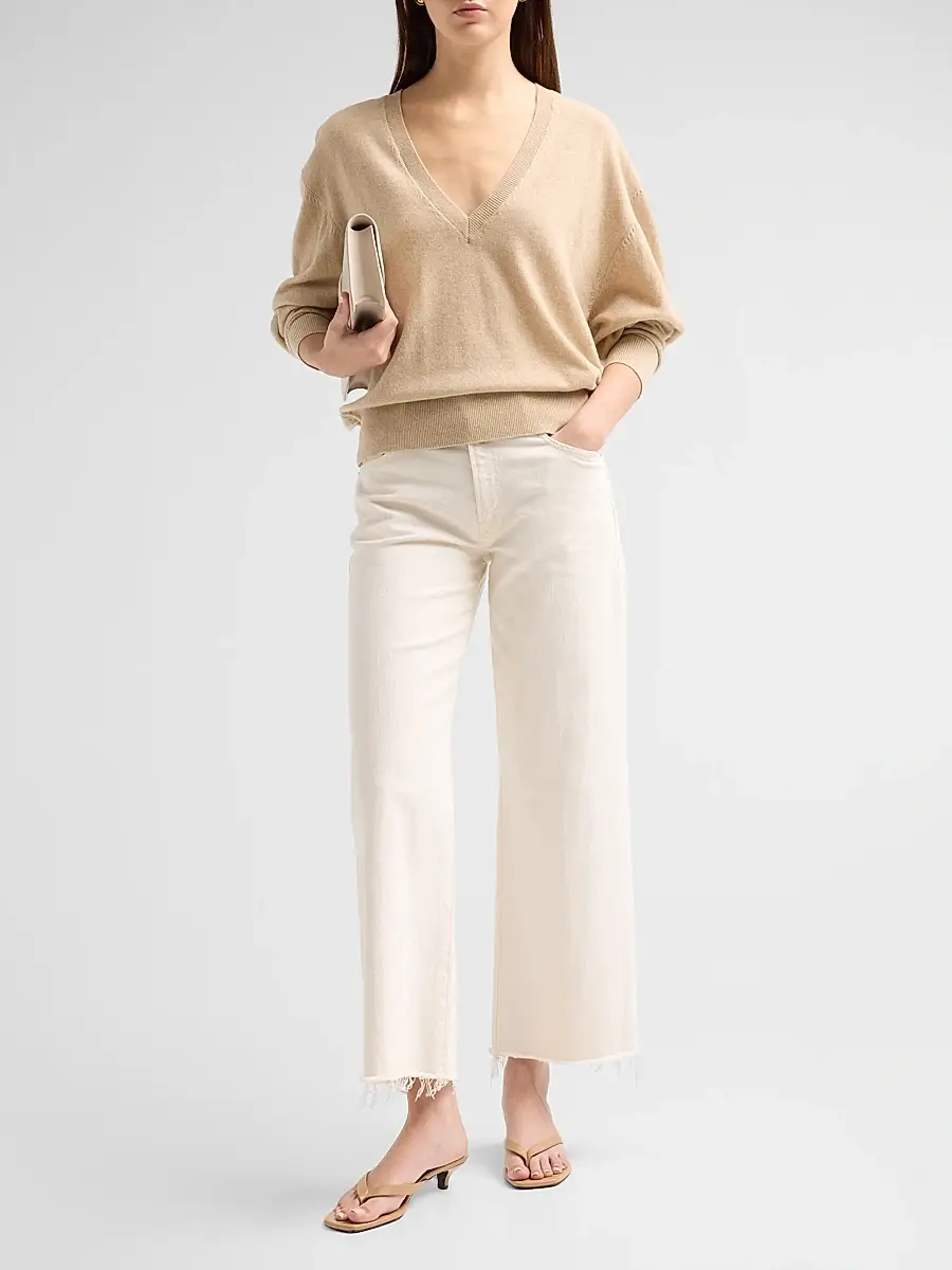 Ronny Kobo Women's Jayden Cashmere V-Neck Sweater | Thumbnail 2