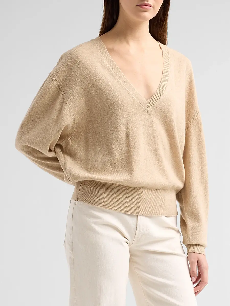 Ronny Kobo Women's Jayden Cashmere V-Neck Sweater | Thumbnail 4