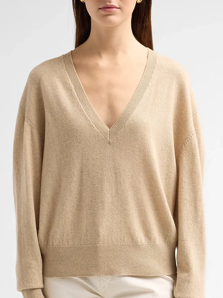 Ronny Kobo Women's Jayden Cashmere V-Neck Sweater | Thumbnail 5