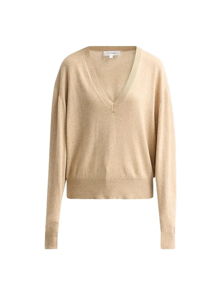 Ronny Kobo Women's Jayden Cashmere V-Neck Sweater - Oatmeal | Image 1 Ronny Kobo Women's Jayden Cashmere V-Neck Sweater - Oatmeal | Image 1