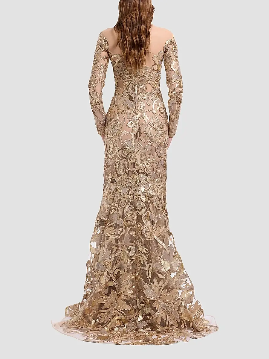 Elie Saab Women's Raffia Embroidered Gown | Thumbnail 3 Elie Saab Women's Raffia Embroidered Gown | Thumbnail 3