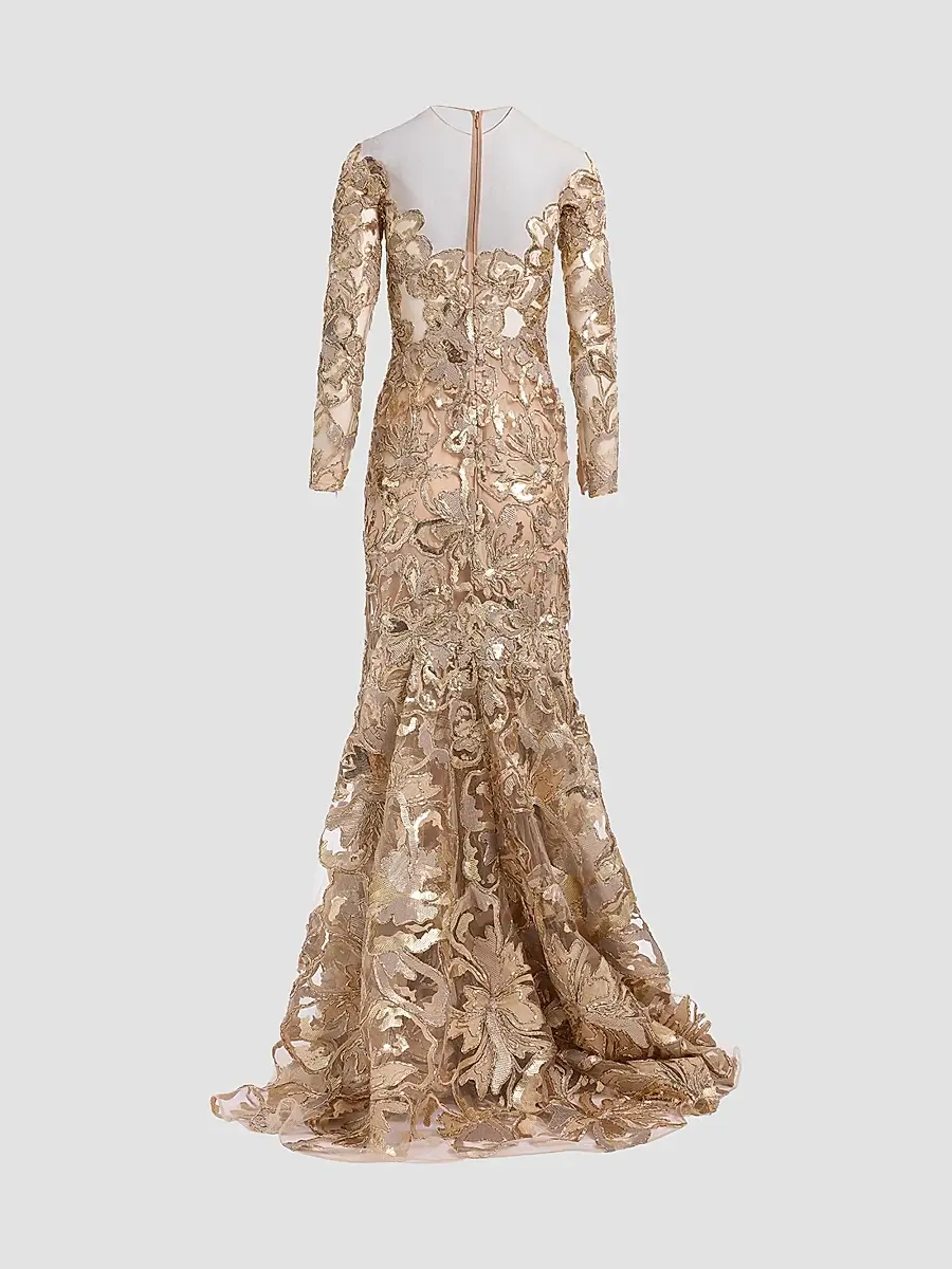 Elie Saab Women's Raffia Embroidered Gown | Thumbnail 4 Elie Saab Women's Raffia Embroidered Gown | Thumbnail 4