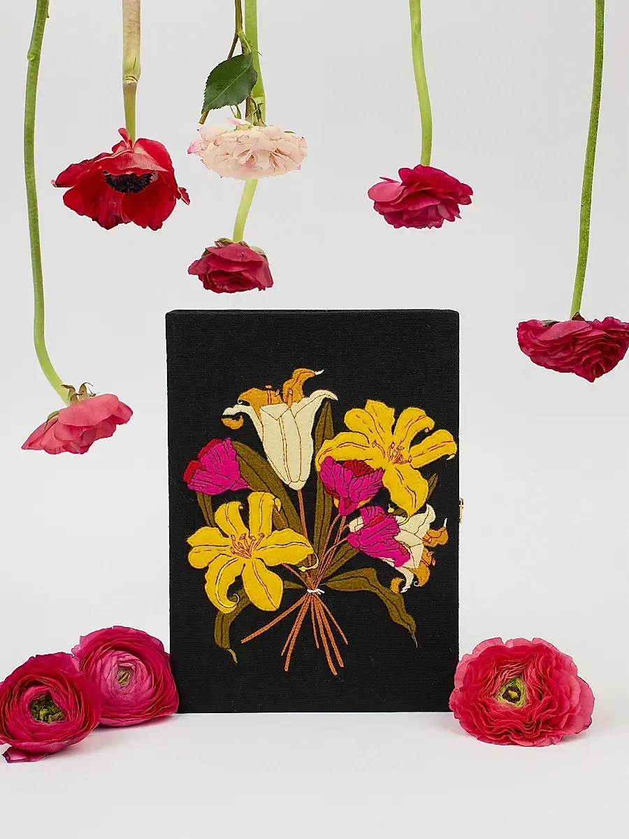 Olympia Le-Tan Women's Le Bouquet Embroidered Wool Book Clutch | Thumbnail 5