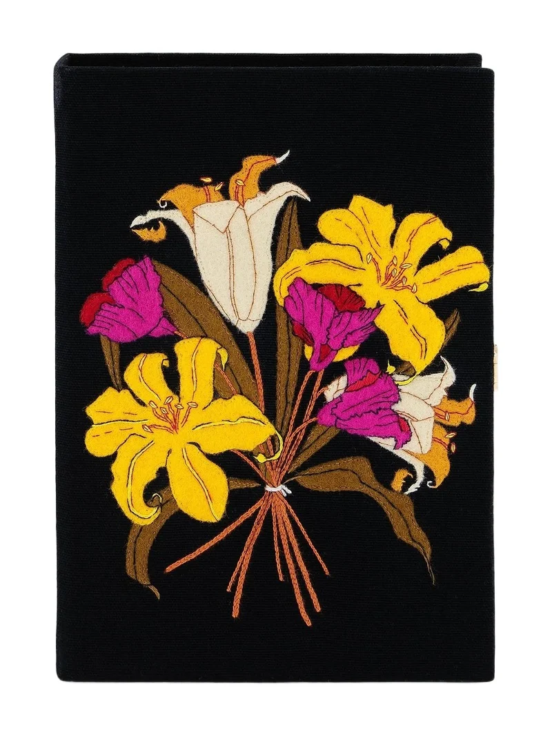 Women's Le Bouquet Embroidered Wool Book Clutch