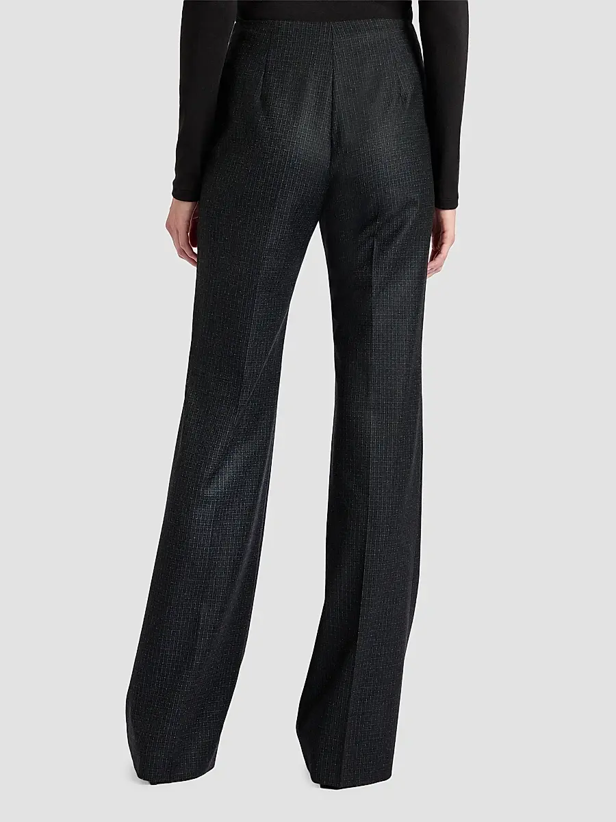 Santorelli Women's Beth Checked Virgin Wool Flared Pants | Thumbnail 3 Santorelli Women's Beth Checked Virgin Wool Flared Pants | Thumbnail 3