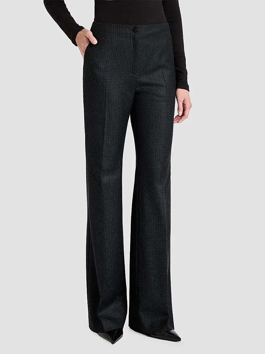 Santorelli Women's Beth Checked Virgin Wool Flared Pants | Thumbnail 4 Santorelli Women's Beth Checked Virgin Wool Flared Pants | Thumbnail 4