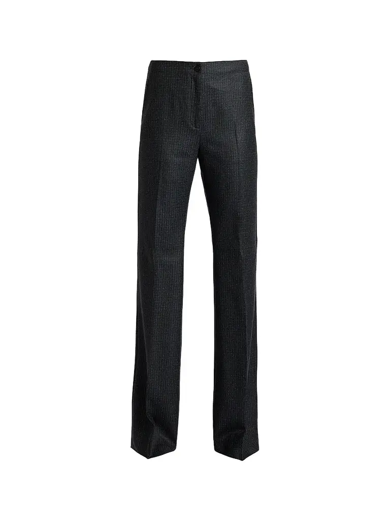 Santorelli Women's Beth Checked Virgin Wool Flared Pants