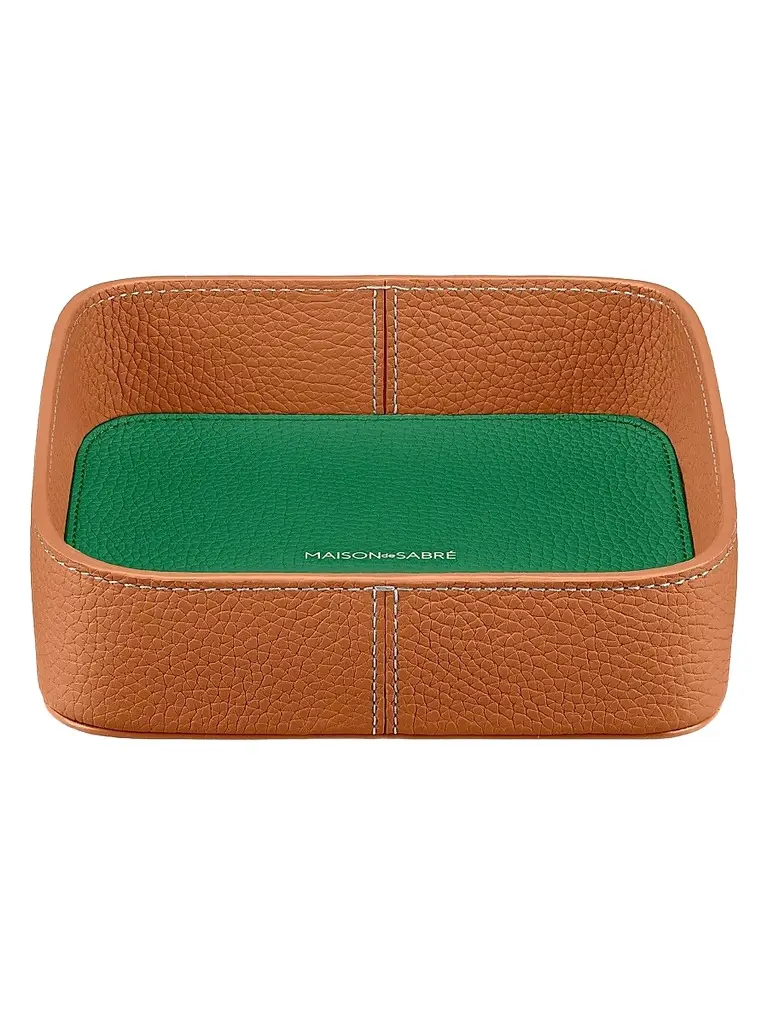 MAISON de SABRÉ Leather Catchall Tray - Pecan Emerald | Image 1 MAISON de SABRÉ Leather Catchall Tray - Pecan Emerald | Image 1