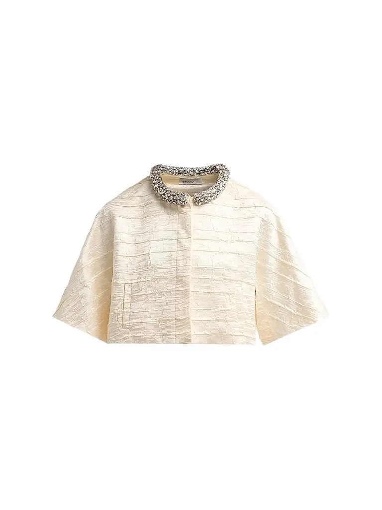 Simkhai Women's Elvessa Cropped Jacket - Porcelain | Image 1 Simkhai Women's Elvessa Cropped Jacket - Porcelain | Image 1