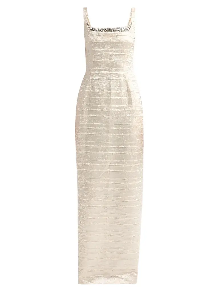 Simkhai Women's Martina Embellished Column Gown - Porcelain | Image 1 Simkhai Women's Martina Embellished Column Gown - Porcelain | Image 1