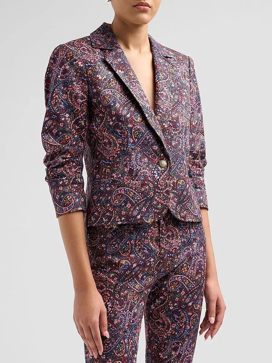 Cinq à Sept Women's Paisley Denim Le Petit Khloe Blazer | Thumbnail 4 Cinq à Sept Women's Paisley Denim Le Petit Khloe Blazer | Thumbnail 4