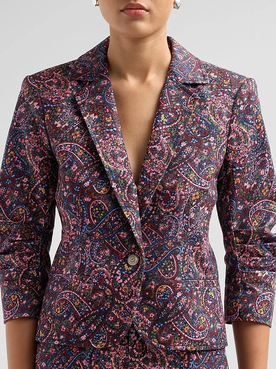 Cinq à Sept Women's Paisley Denim Le Petit Khloe Blazer | Thumbnail 5 Cinq à Sept Women's Paisley Denim Le Petit Khloe Blazer | Thumbnail 5