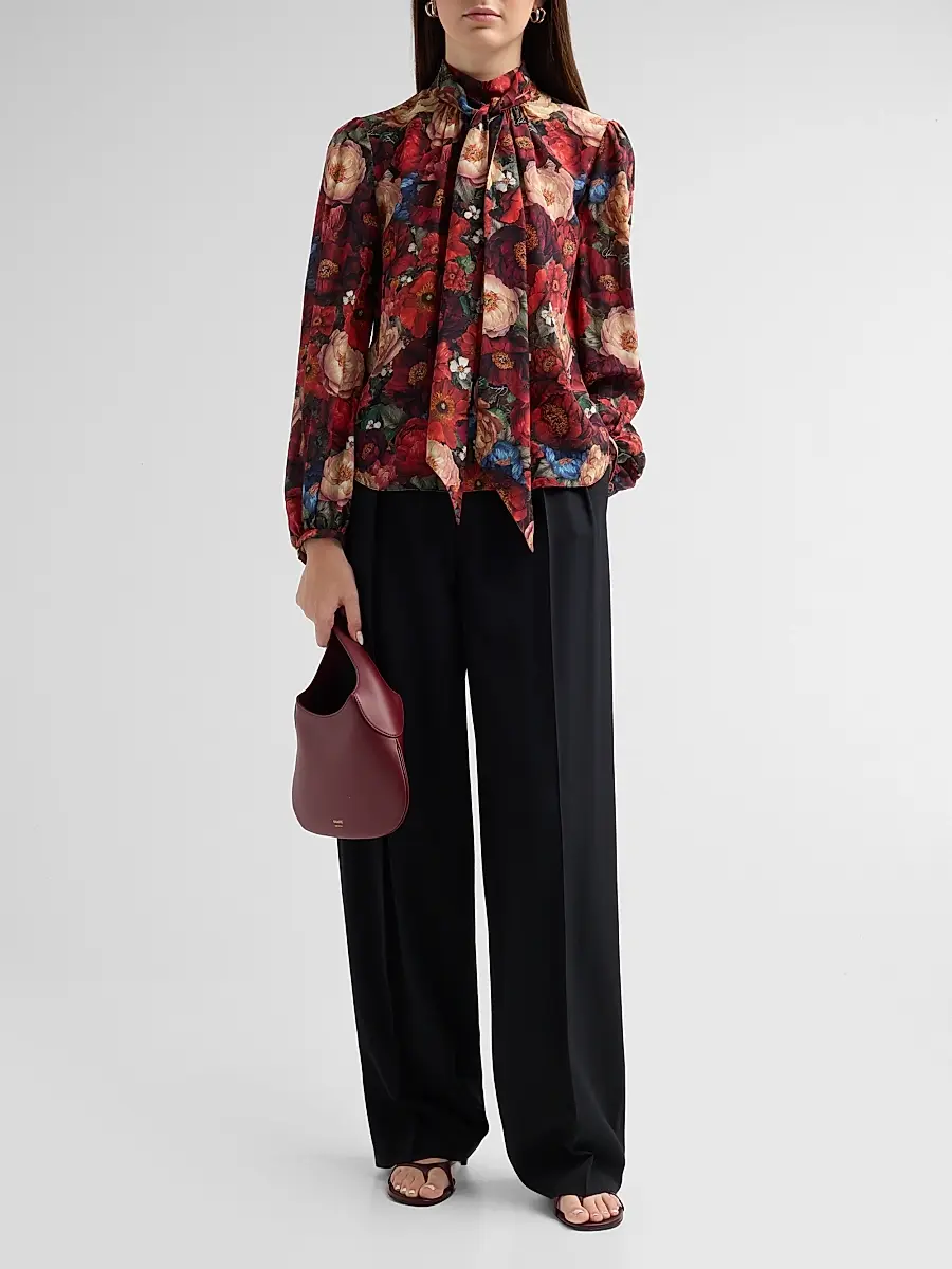 Adam Lippes Women's Joana Floral Silk Top | Thumbnail 2