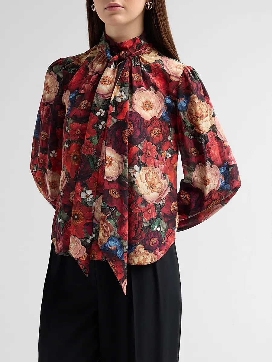 Adam Lippes Women's Joana Floral Silk Top | Thumbnail 4