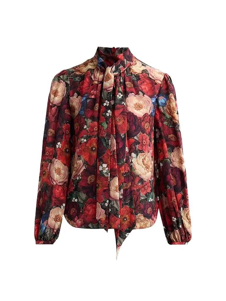 Adam Lippes Women's Joana Floral Silk Top - Ruby Floral - Size 14 | Image 1 Adam Lippes Women's Joana Floral Silk Top - Ruby Floral - Size 14 | Image 1