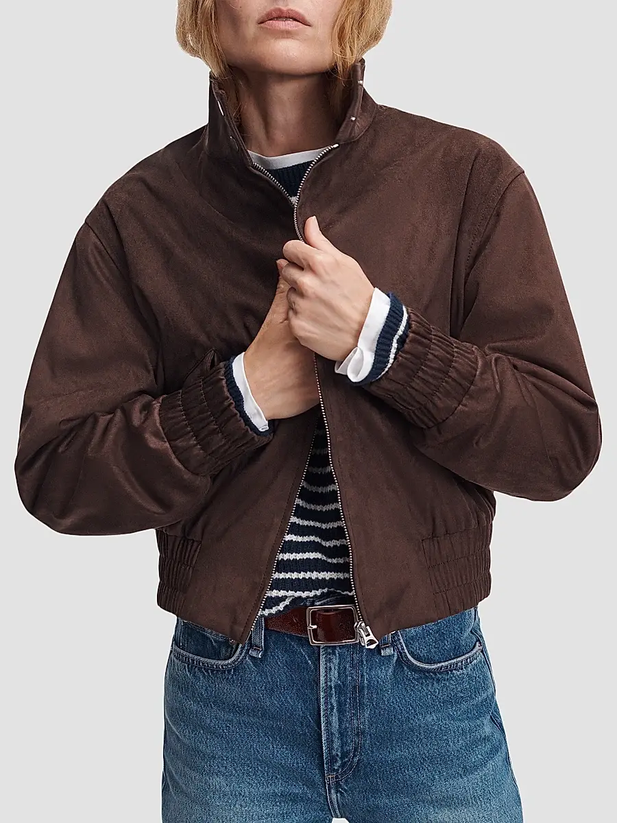 rag & bone Women's Eliza Faux-Suede Bomber Jacket | Thumbnail 4