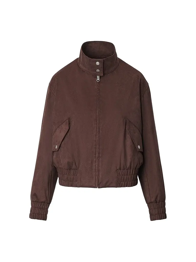 rag & bone Women's Eliza Faux-Suede Bomber Jacket - Dark Brown | Image 1 rag & bone Women's Eliza Faux-Suede Bomber Jacket - Dark Brown | Image 1