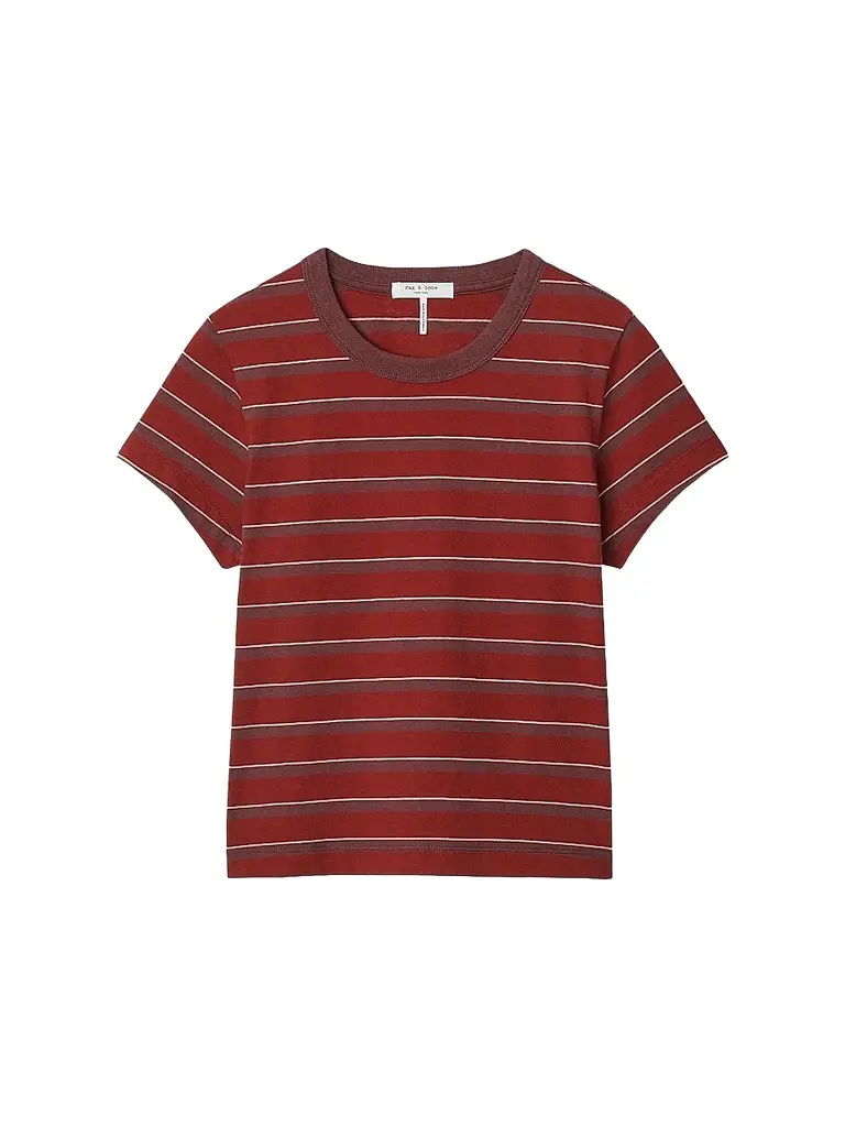 rag & bone Women's Kelly Perfect Striped T-Shirt - Pomegranate Multi | Image 1 rag & bone Women's Kelly Perfect Striped T-Shirt - Pomegranate Multi | Image 1