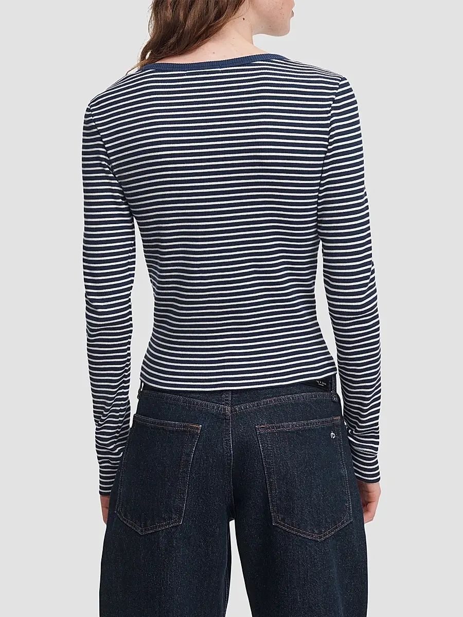 rag & bone Women's The Essential Rib Striped Long-Sleeve Shirt | Thumbnail 3