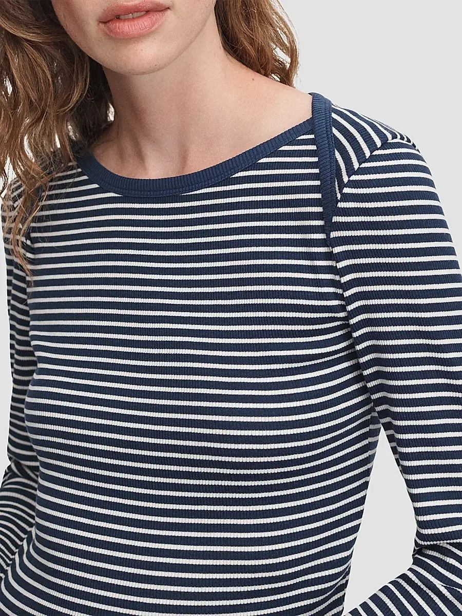 rag & bone Women's The Essential Rib Striped Long-Sleeve Shirt | Thumbnail 5