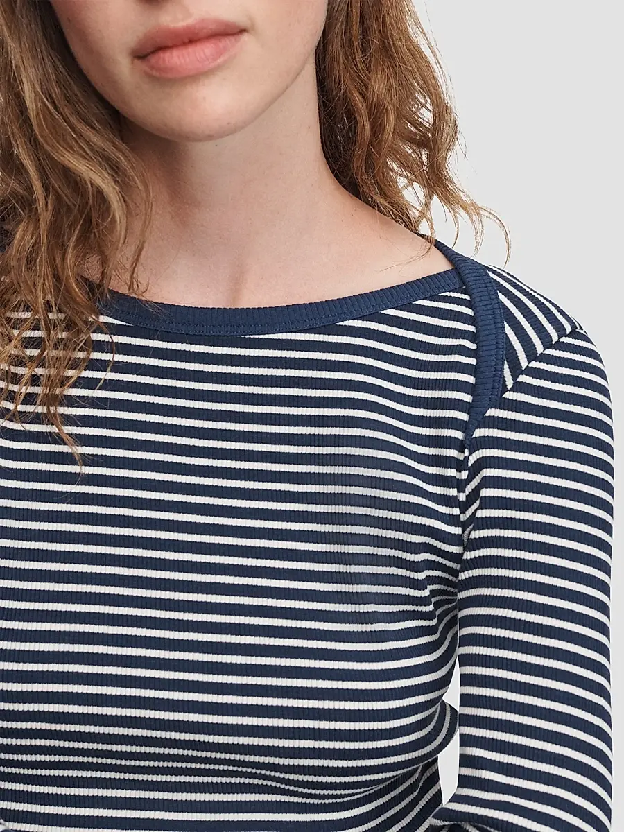rag & bone Women's The Essential Rib Striped Long-Sleeve Shirt | Thumbnail 6