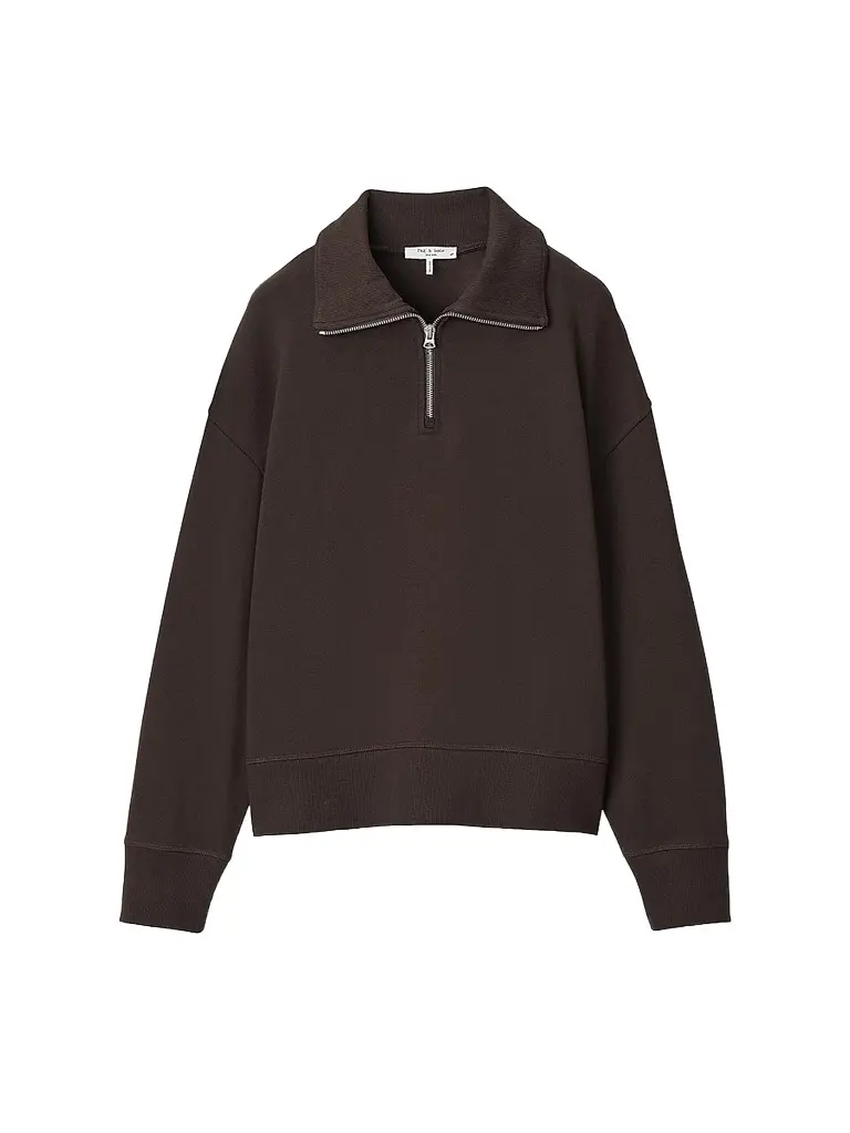 rag & bone Women's The Everyday Terry Half-Zip Sweatshirt - Espresso | Image 1 rag & bone Women's The Everyday Terry Half-Zip Sweatshirt - Espresso | Image 1