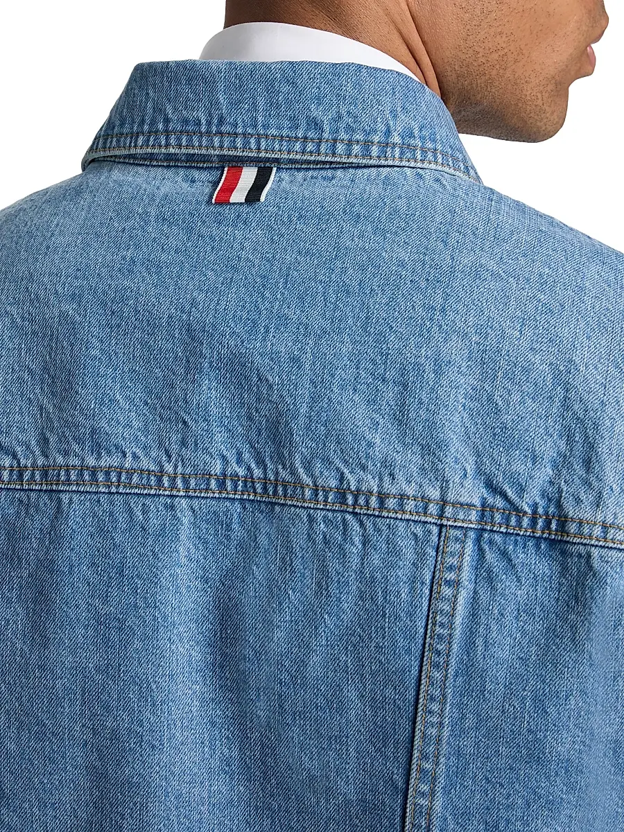 Thom Browne Men's Selvedge Denim Backstrap Utility Jacket | Thumbnail 6 Thom Browne Men's Selvedge Denim Backstrap Utility Jacket | Thumbnail 6