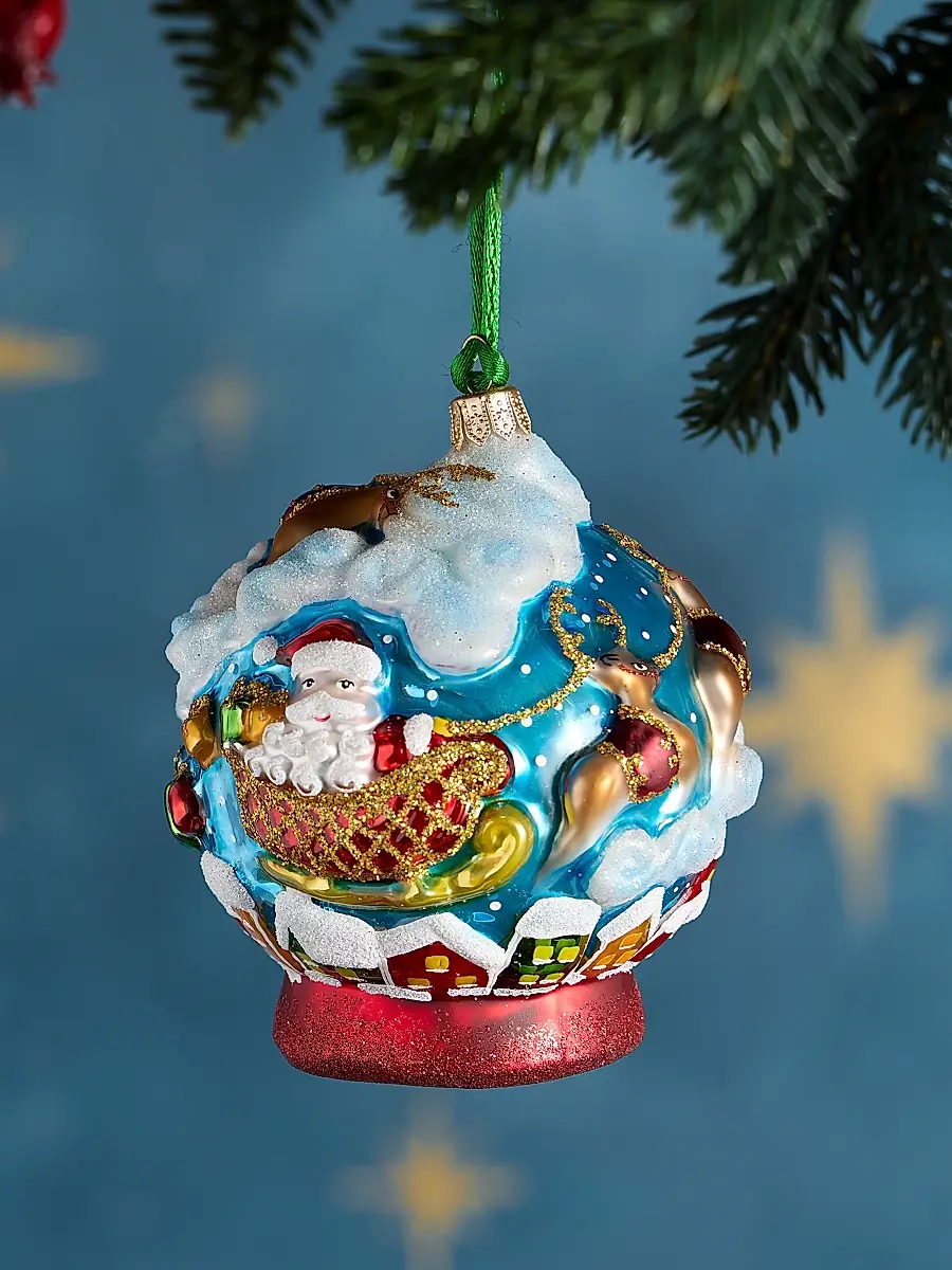 Exclusively Ours Snowglobe With Santa Glass Ornament | Image 1 Exclusively Ours Snowglobe With Santa Glass Ornament | Image 1