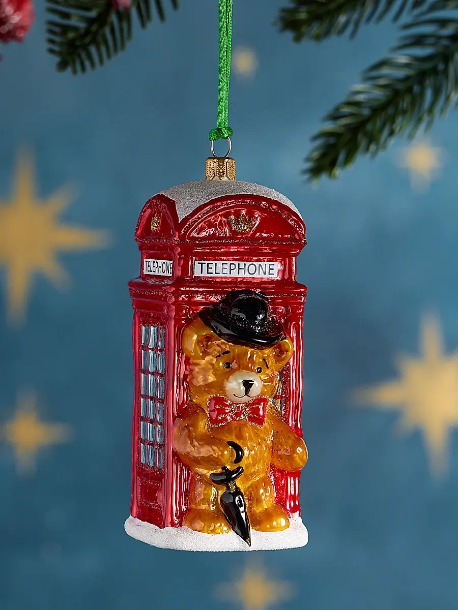 Exclusively Ours Teddy Bear In London Glass Ornament | Image 1 Exclusively Ours Teddy Bear In London Glass Ornament | Image 1