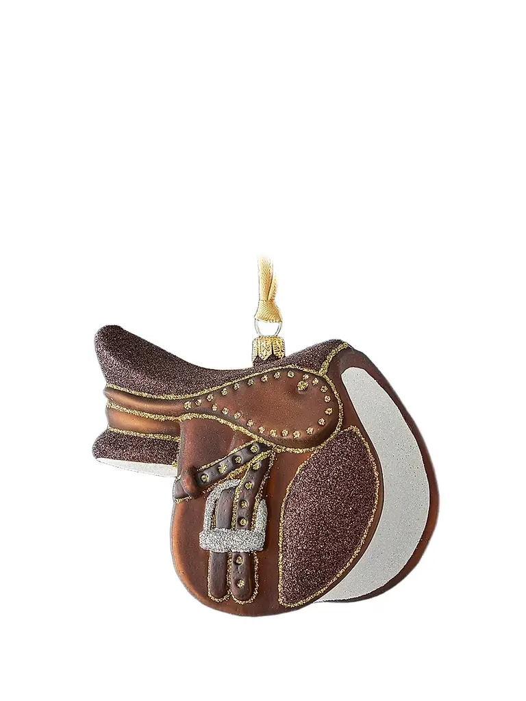 Exclusively Ours English Riding Saddle Glass Ornament | Image 1 Exclusively Ours English Riding Saddle Glass Ornament | Image 1