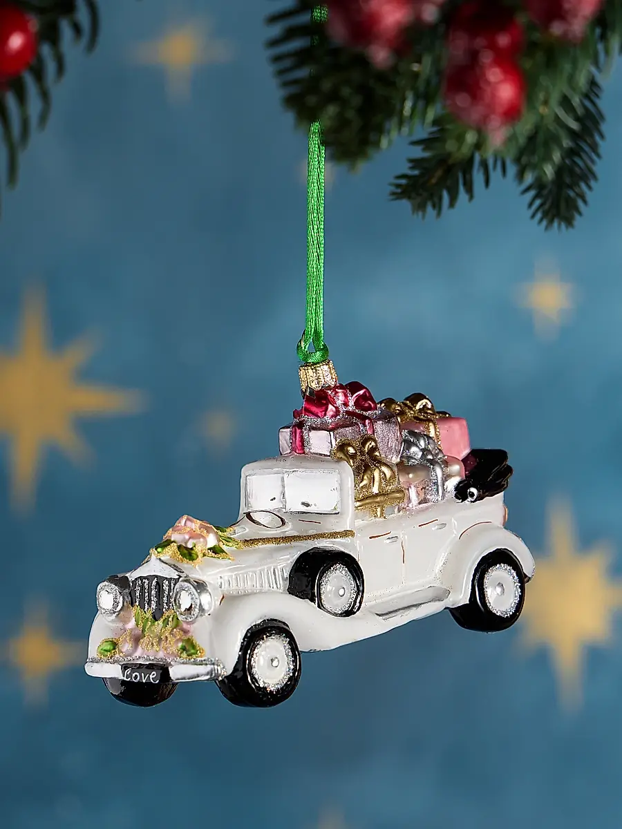 Exclusively Ours Just Married Car Glass Ornament | Image 1 Exclusively Ours Just Married Car Glass Ornament | Image 1