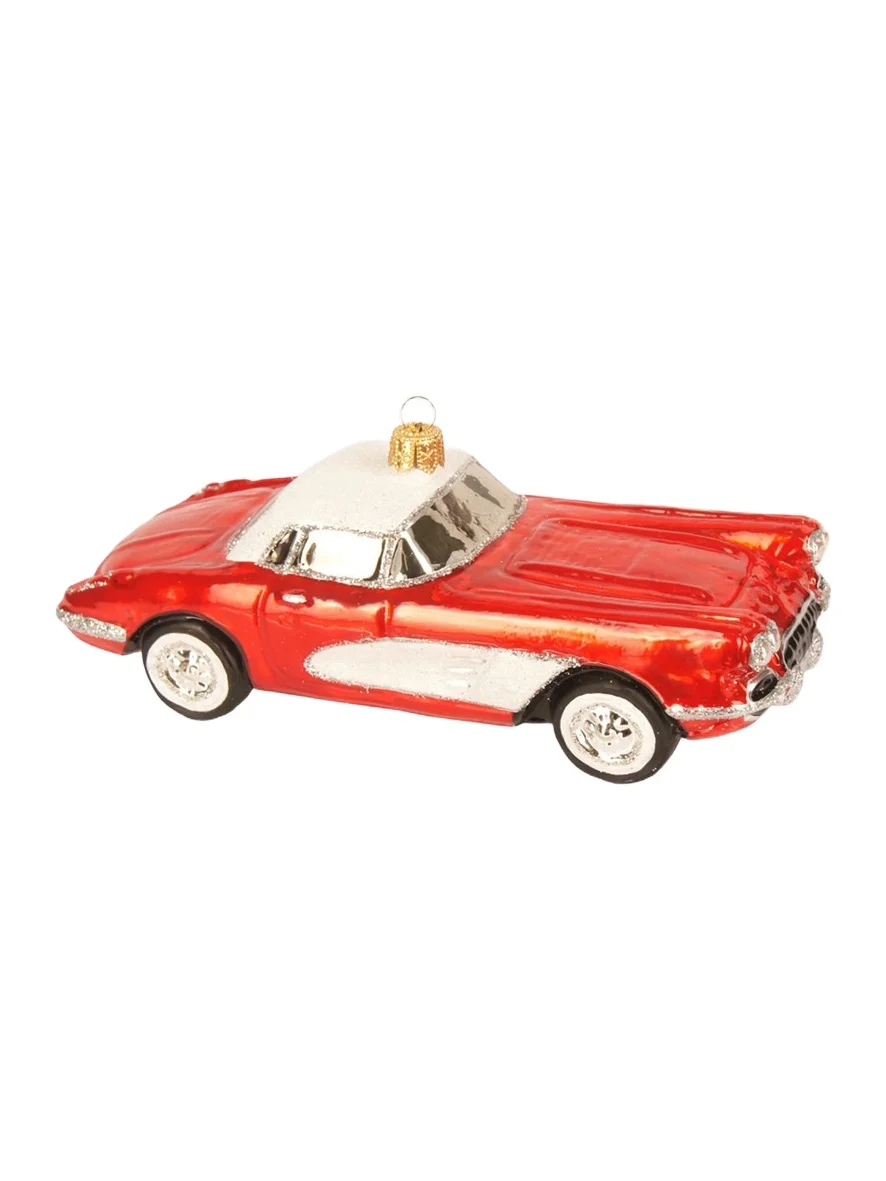 Exclusively Ours Vintage Sports Car Glass Ornament
