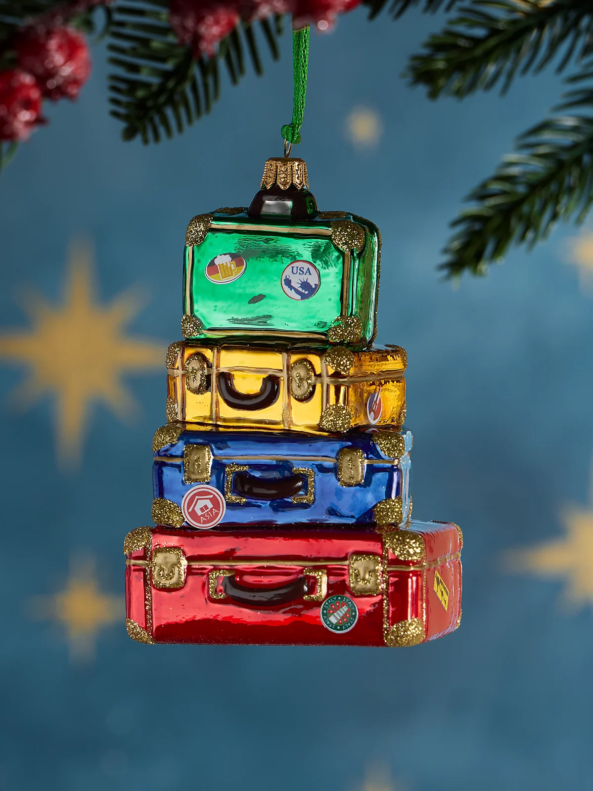 Exclusively Ours Globetrotter Suitcase Glass Ornament