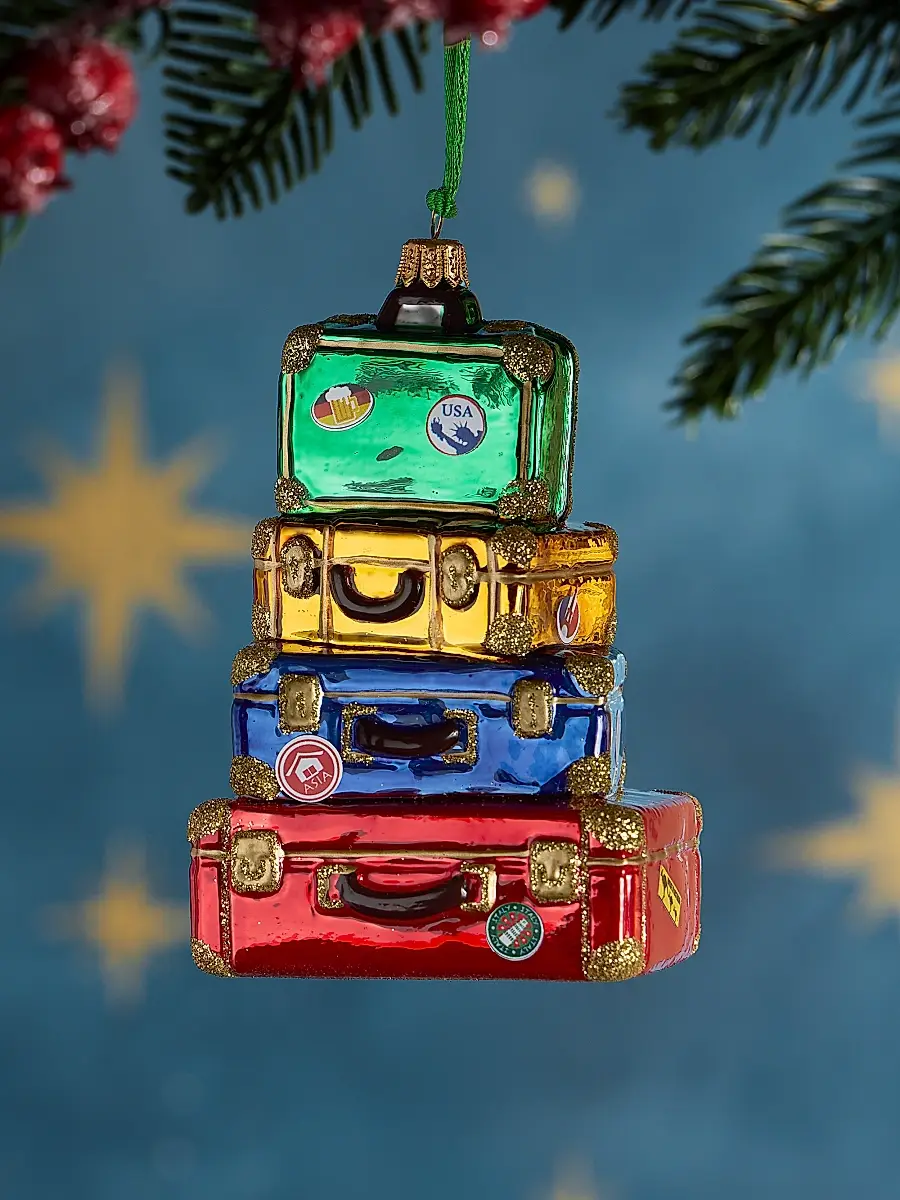 Exclusively Ours Globetrotter Suitcase Glass Ornament | Image 1 Exclusively Ours Globetrotter Suitcase Glass Ornament | Image 1