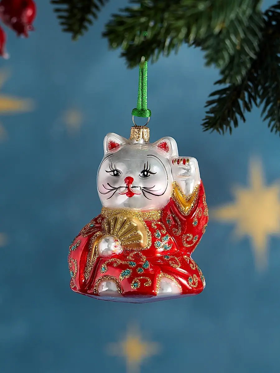 Exclusively Ours Lady Manekineko Glass Ornament | Image 1 Exclusively Ours Lady Manekineko Glass Ornament | Image 1