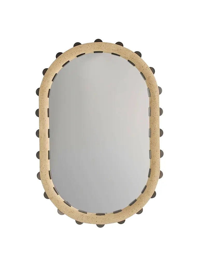 Arteriors Nicolai Resin & Iron Oval Mirror - Tan | Image 1 Arteriors Nicolai Resin & Iron Oval Mirror - Tan | Image 1