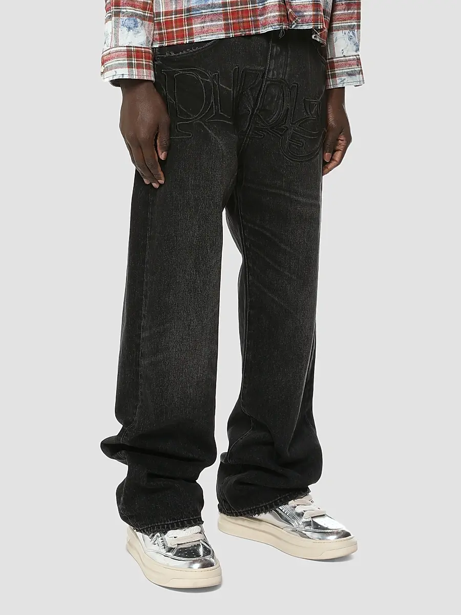 Purple Brand Men's P018 Logo Appliqué Wide-Leg Jeans | Thumbnail 3 Purple Brand Men's P018 Logo Appliqué Wide-Leg Jeans | Thumbnail 3