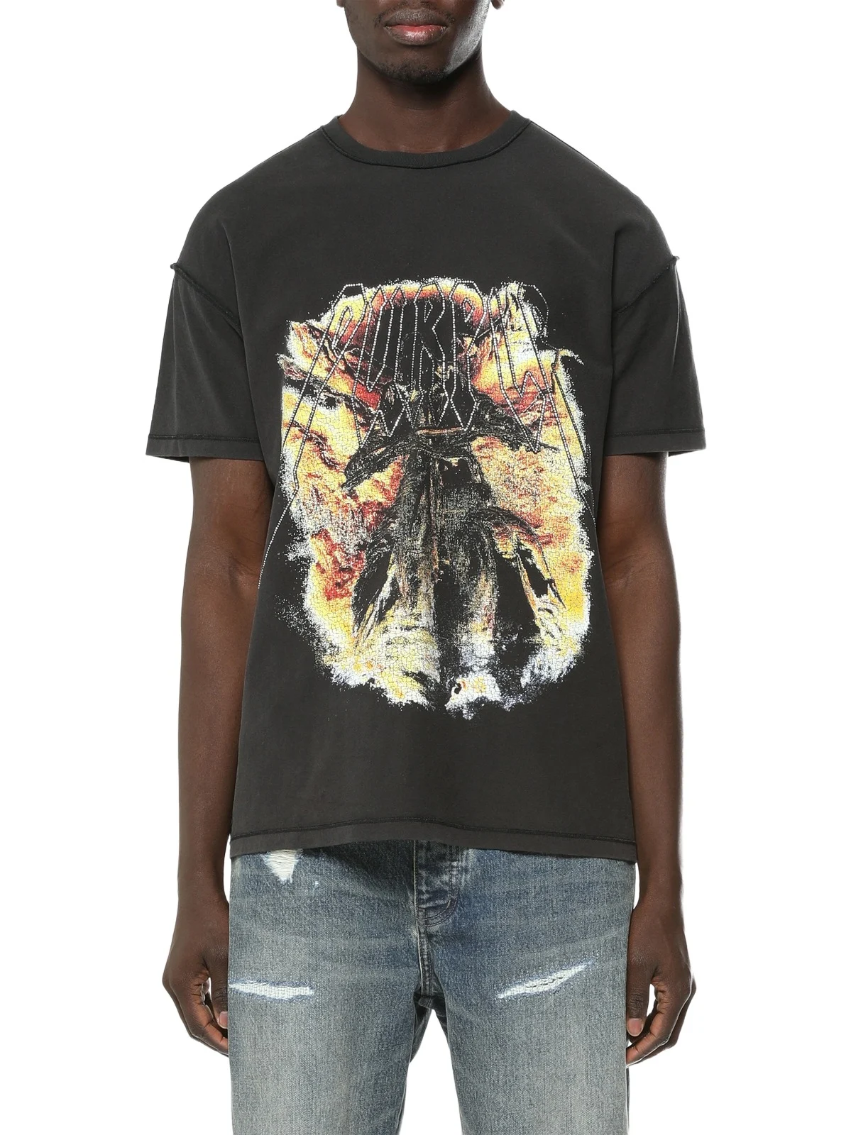 Men's Embellished Textured Graphic Cotton T-Shirt Men's Embellished Textured Graphic Cotton T-Shirt