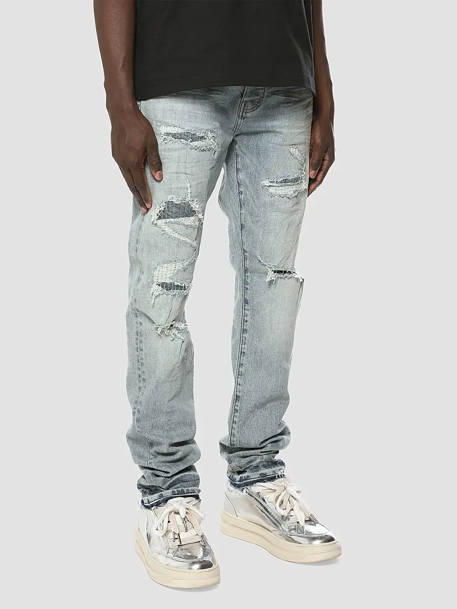Purple Brand Men's ​Layered Distressed Jeans | Thumbnail 4