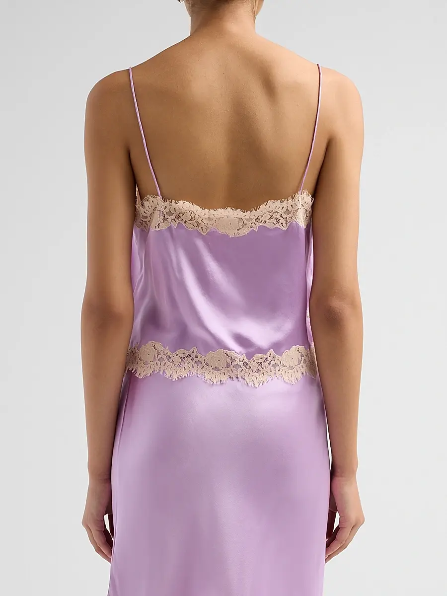 DÔEN Women's Avelaine Lace-Trim Silk Top | Thumbnail 3