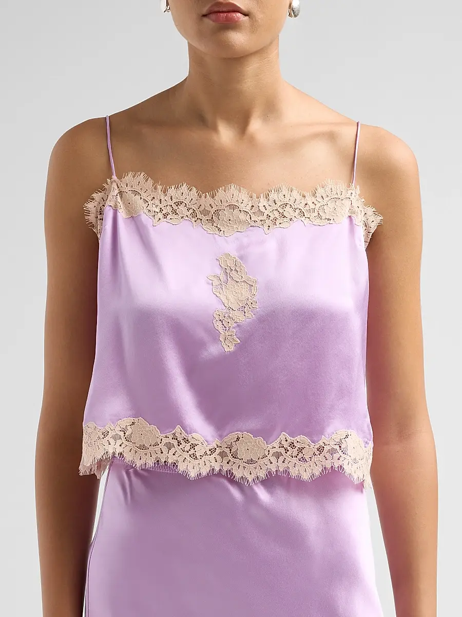 DÔEN Women's Avelaine Lace-Trim Silk Top | Thumbnail 5